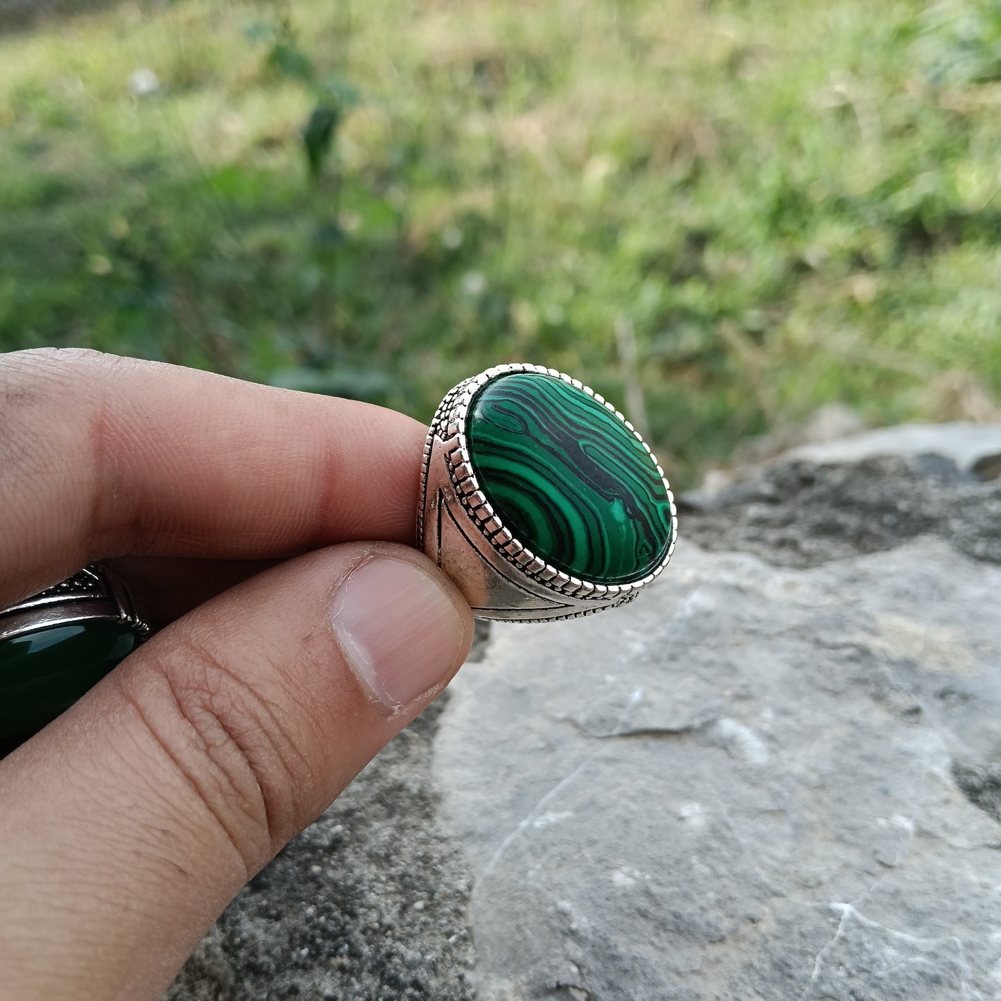 Beautiful Handcrafted Green Malachite Ring Unique and Beautiful Natural Stone Ring