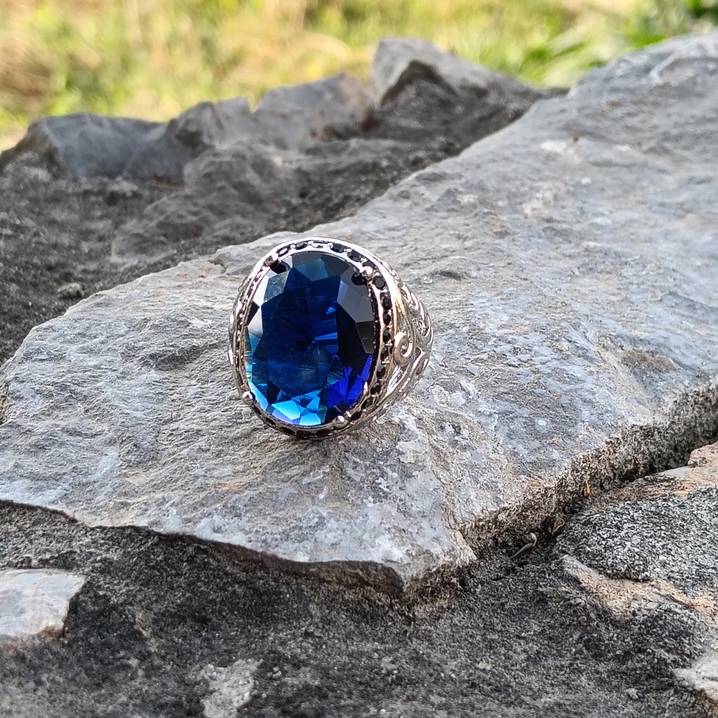 Clone Neelam stone ( Blue sapphire)Ring Top Quality with free home delivery