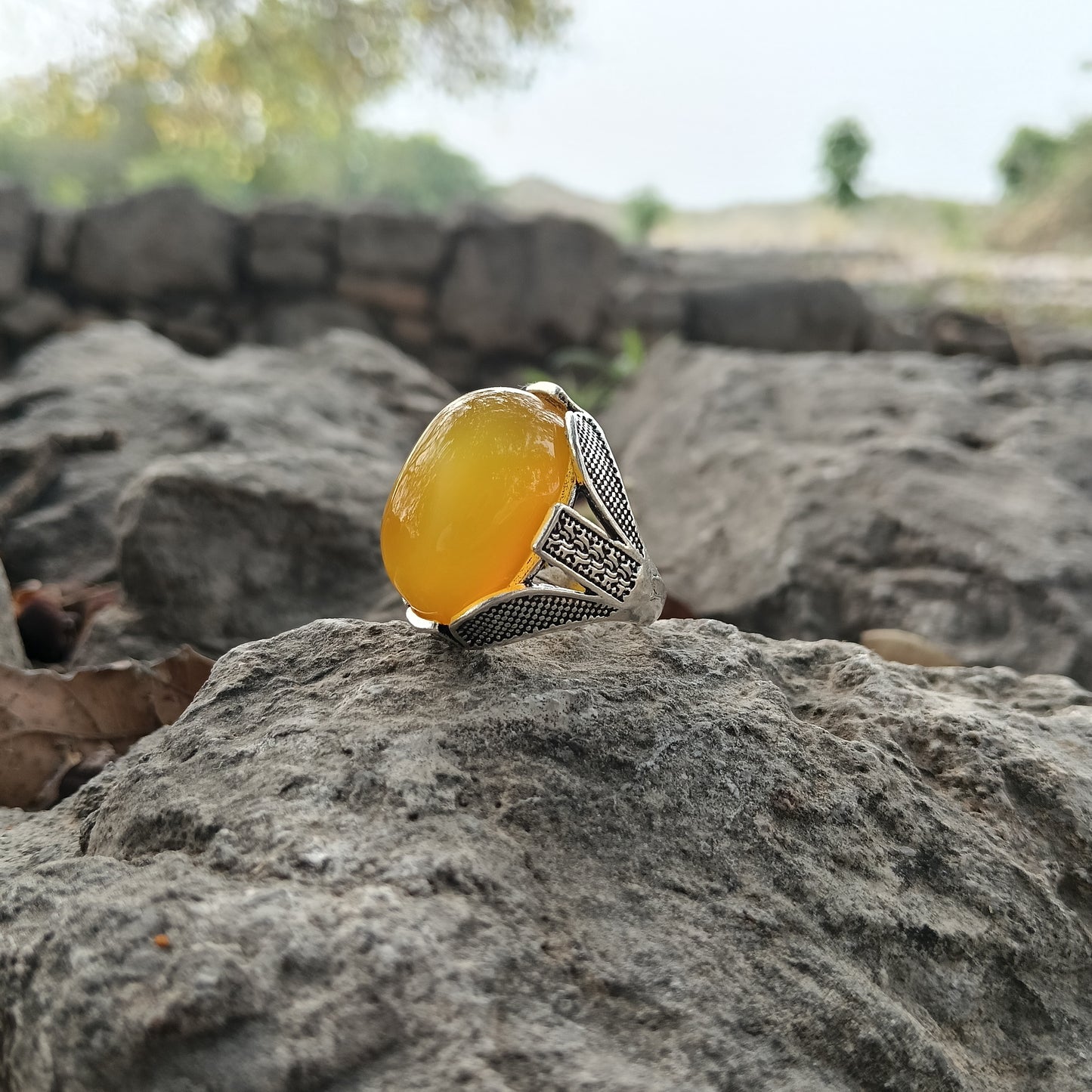 Beautiful Zard aqeeq Yellow Turkish Ring with free home delivery