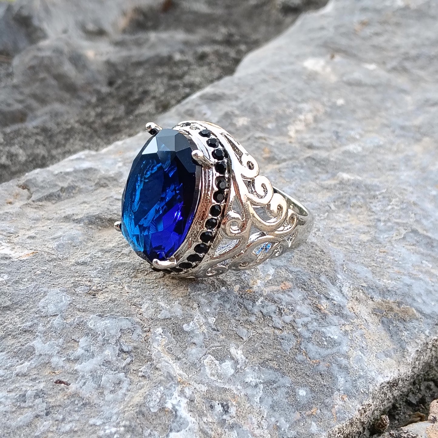 Clone Neelam stone ( Blue sapphire)Ring Top Quality with free home delivery