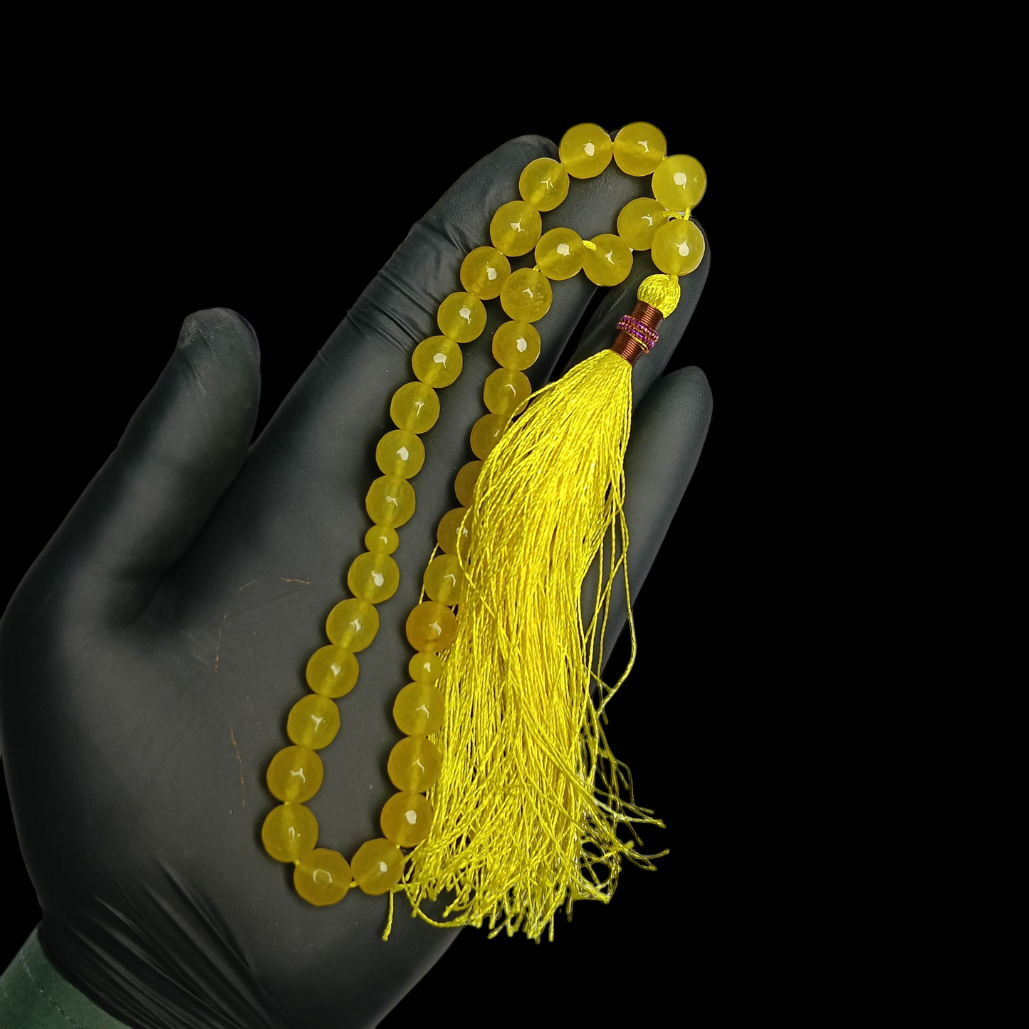 پیلا عقیق کی دلکش تسبیح – 33 دانے